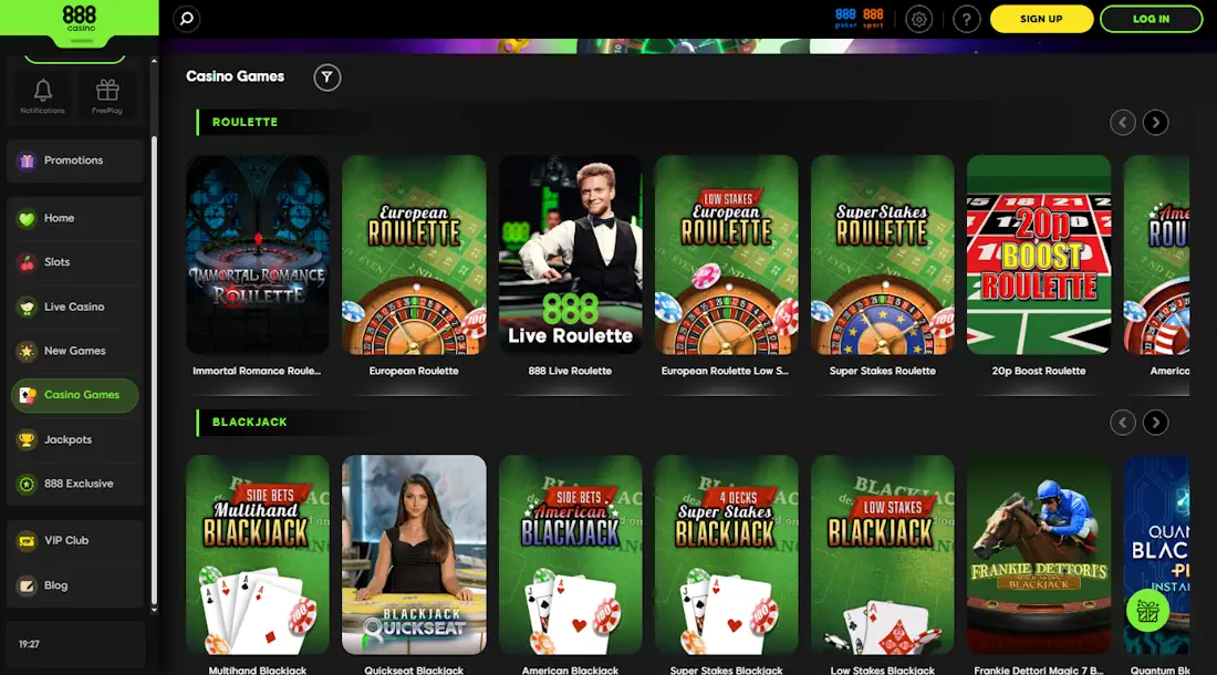 888 Casino Blackjack and Roulette Screenshot